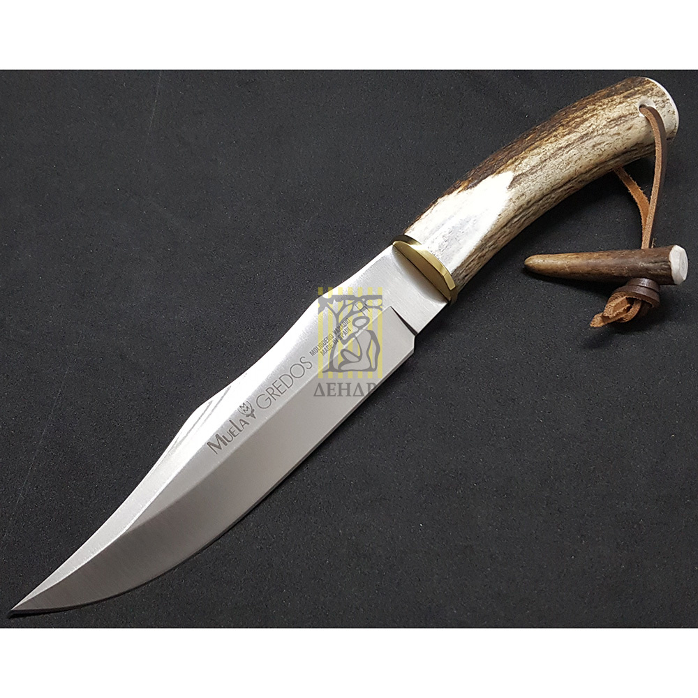 Нож "GRED" с фикс клинком длиной 17 см, рукоять рог оленя, ножны кожа