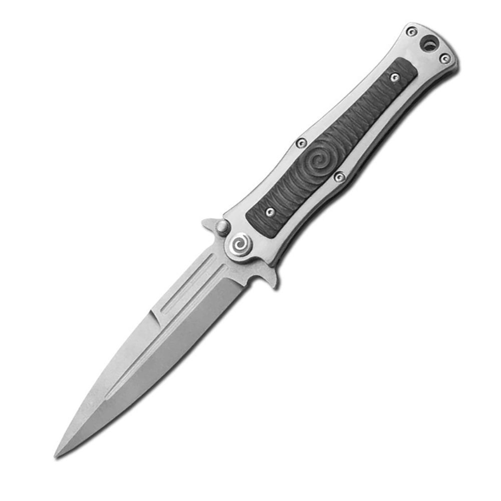 Нож MADD MAXX 5.5 складной подпружиненн, клинок темно-серый, рукоять титан.покрыт с карбон.вставками