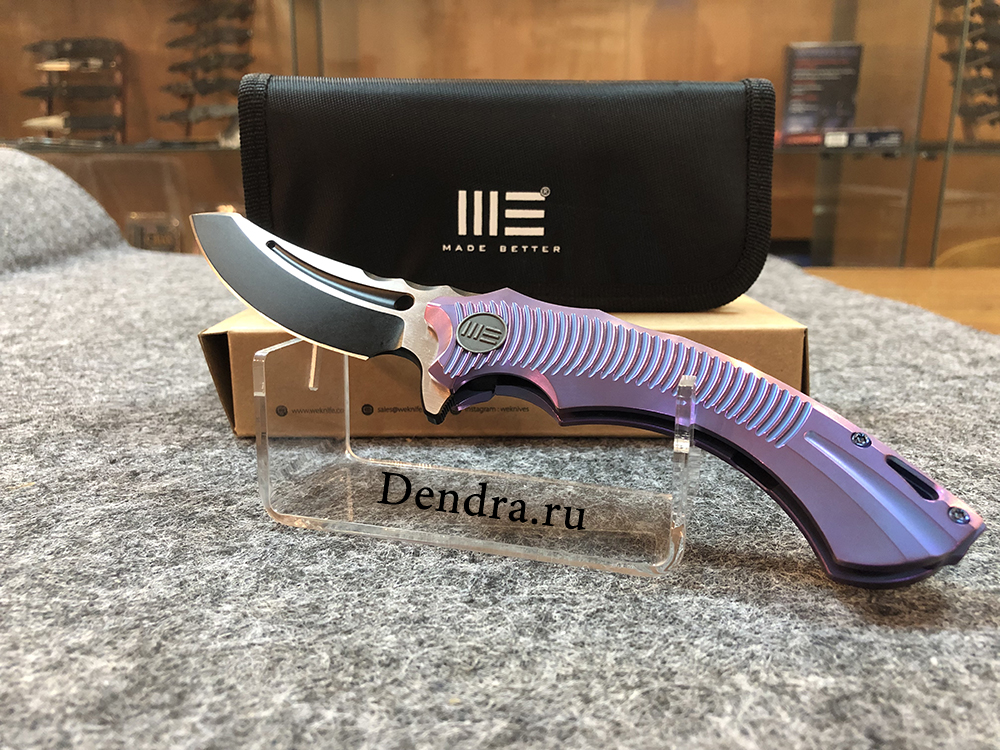 Нож Sea Monster, цвет фиолетовый, сталь M390, длина клинка 84 мм, покрытие DLC, рукоять титан, frame