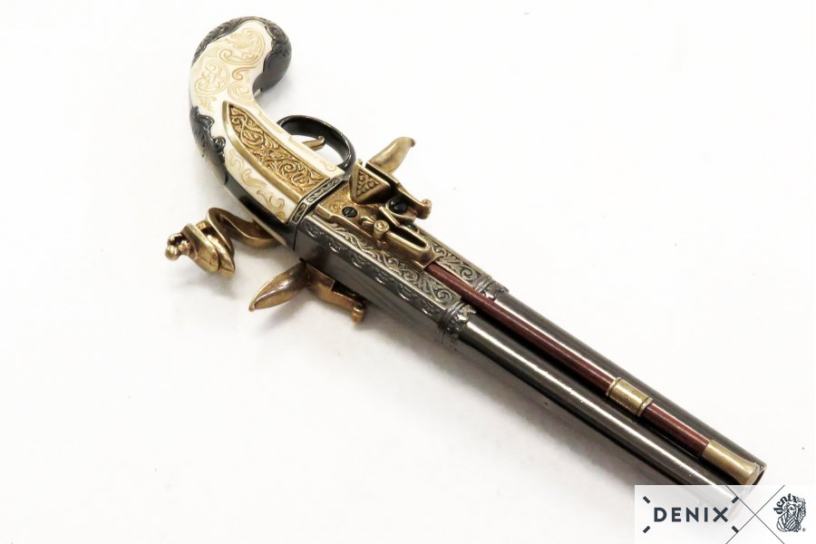 Пистолет кремневый двуствольный, Великобритания, 1750 г.