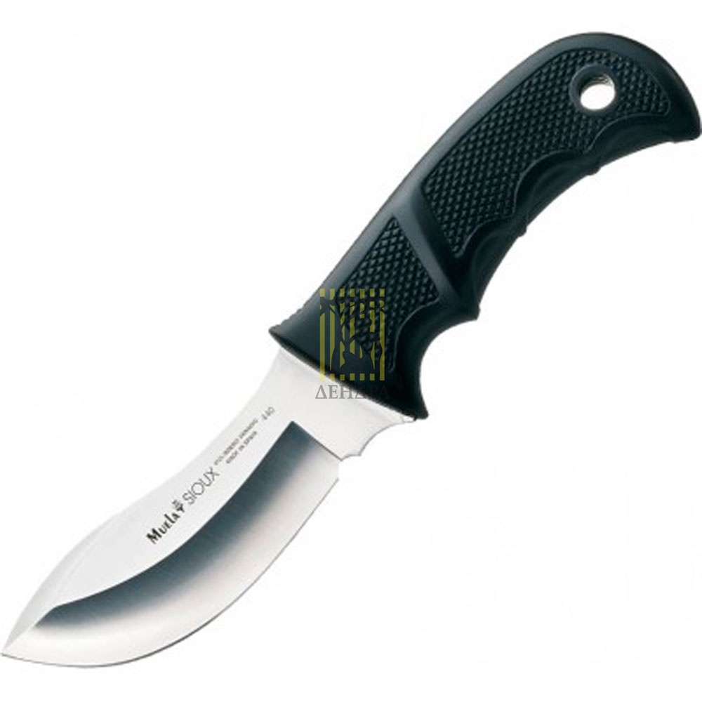 Нож-скиннер "SIOUX", клинок 10 см, рукоять черный пластик, ножны кожа