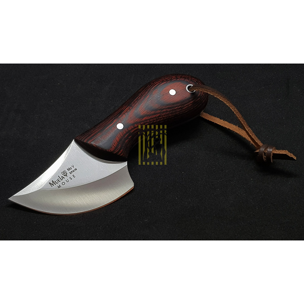 Нож-скиннер "MOUSE", клинок 6,5 см, рукоять красная микарта, ножны кожа