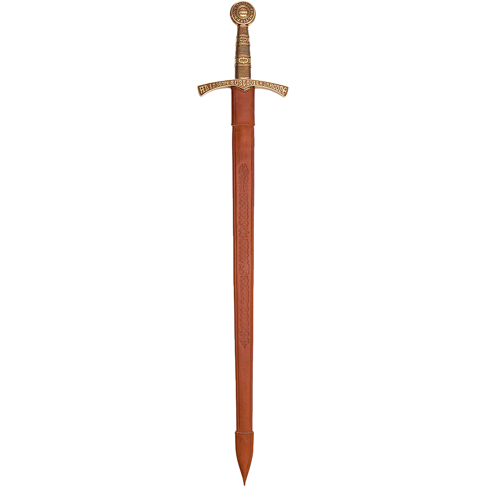 Средневековый меч, Франция, XIV век, металлическая  рукоять, кожаные ножны, цвет коричневый