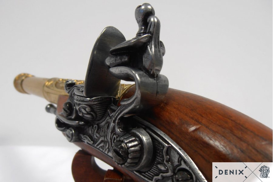 Пистолет кремневый двудульный, Индия, 18 век