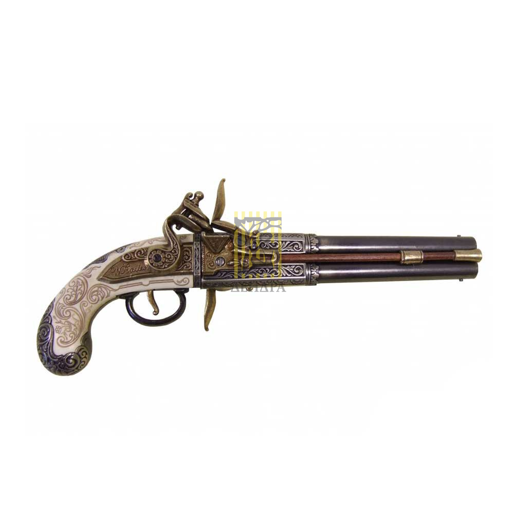Пистолет кремневый двуствольный, Великобритания, 1750 г.