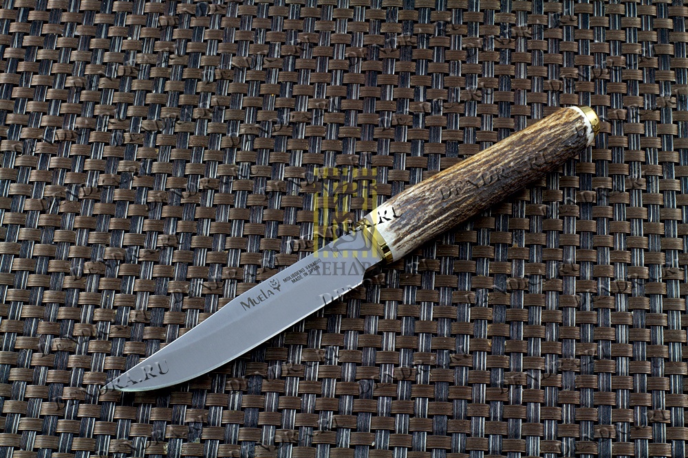 Нож серии "SH" с фикс клинком длиной 12 см, рукоять рог оленя, ножны кожа