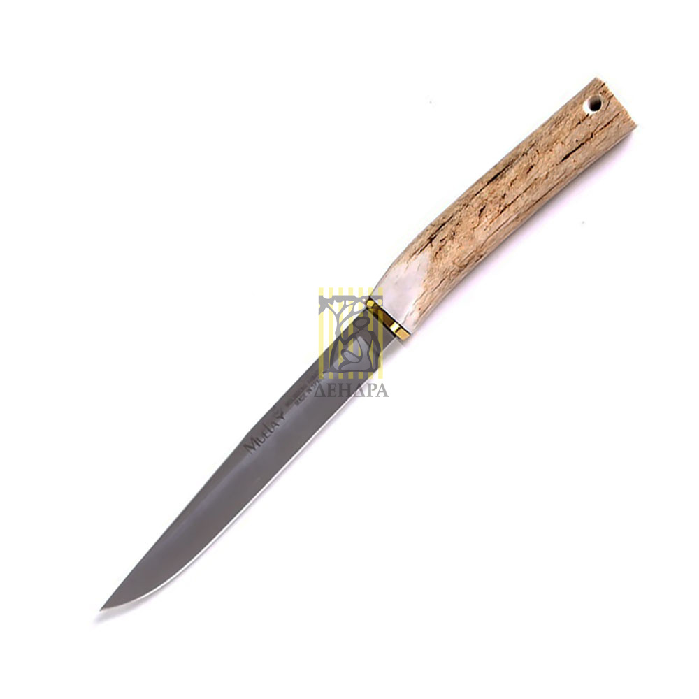 Нож "GRED" с фикс клинком длиной 14 см, рукоять рог оленя, ножны кожа