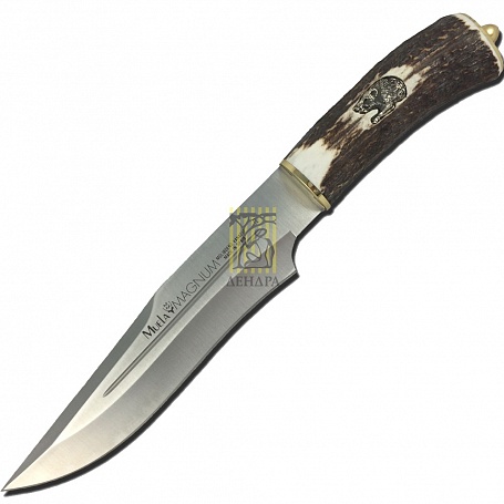 Нож "MAGNUM" с фикс.клинком длиной 23 см, рукоять рог оленя, ножны кожа, подарочная упаковка