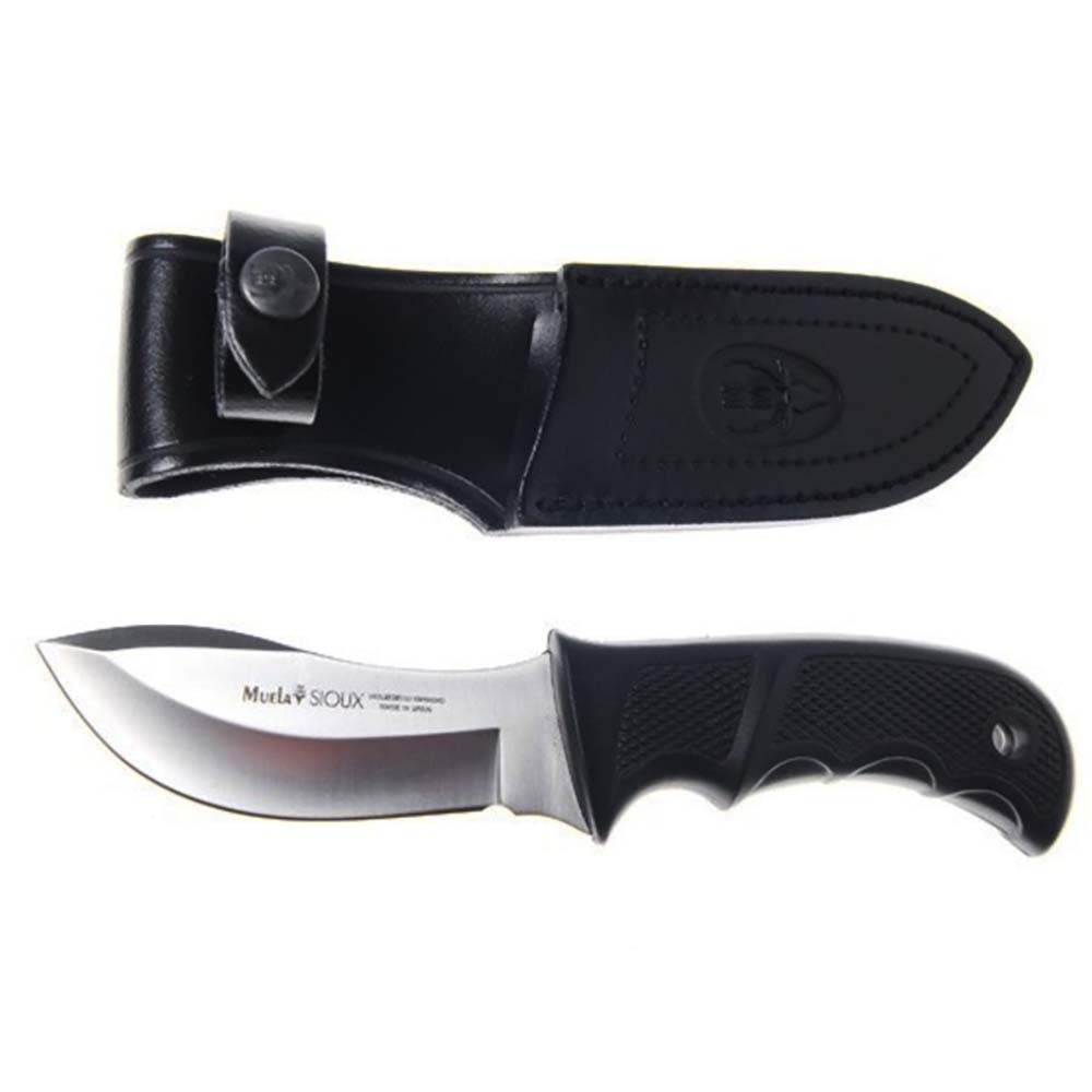 Нож-скиннер "SIOUX", клинок 10 см, рукоять черный пластик, ножны кожа
