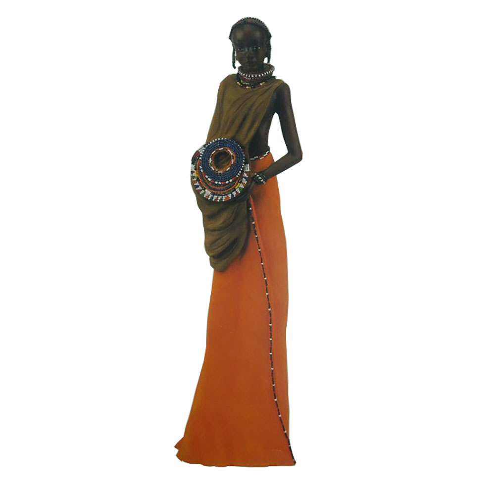 Фигурка Масаи-Хазина,с ожерельем в руках,цветная,полистоун