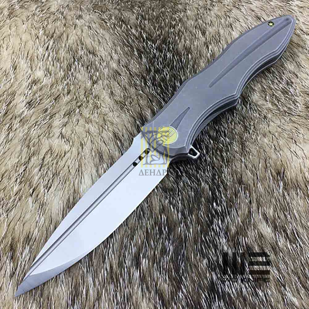 Нож складной, сталь Bohler M390, длина клинка 107 мм, рукоять титан, цвет серый, клипса, замок frame