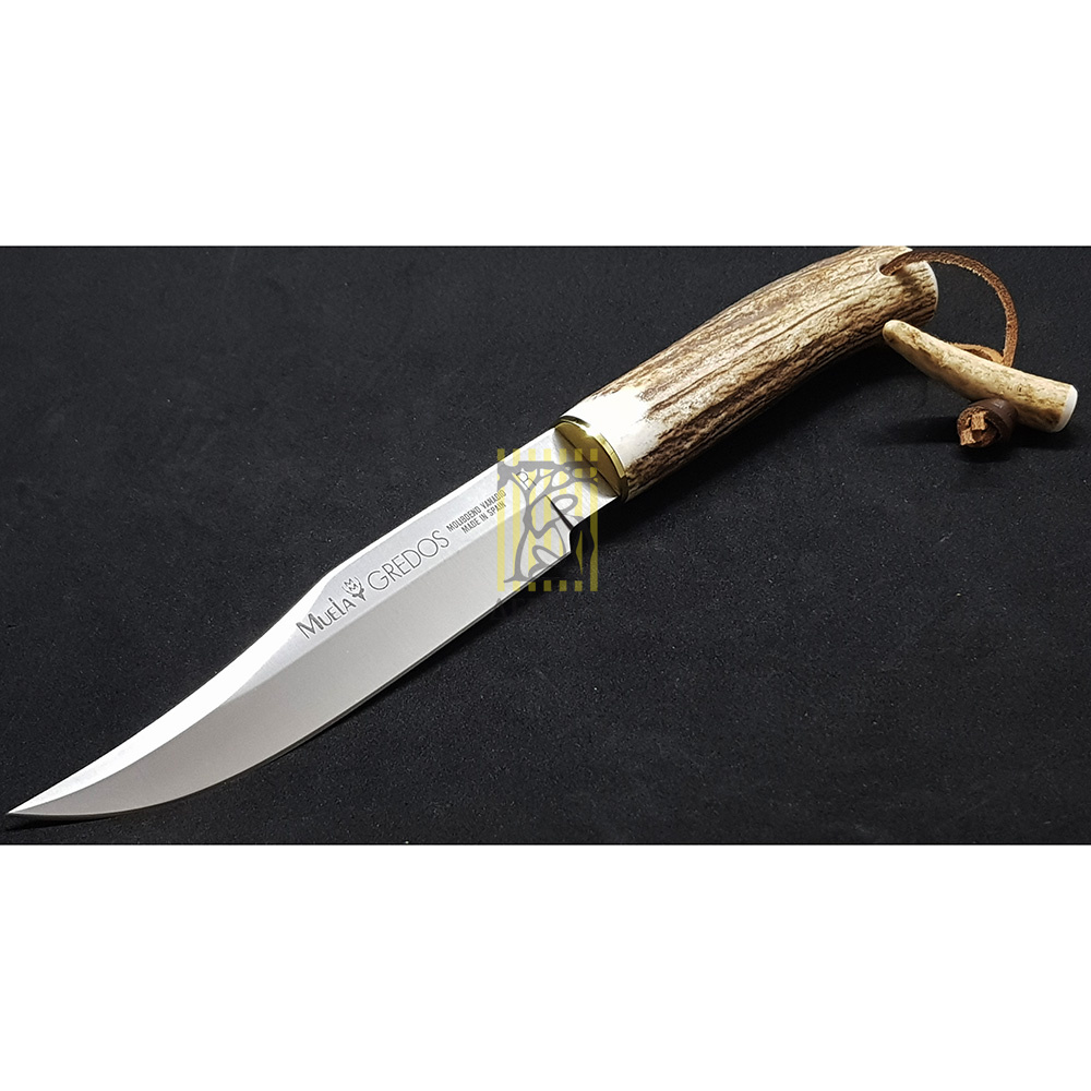 Нож "GRED" с фикс клинком длиной 16 см, рукоять рог оленя, ножны кожа