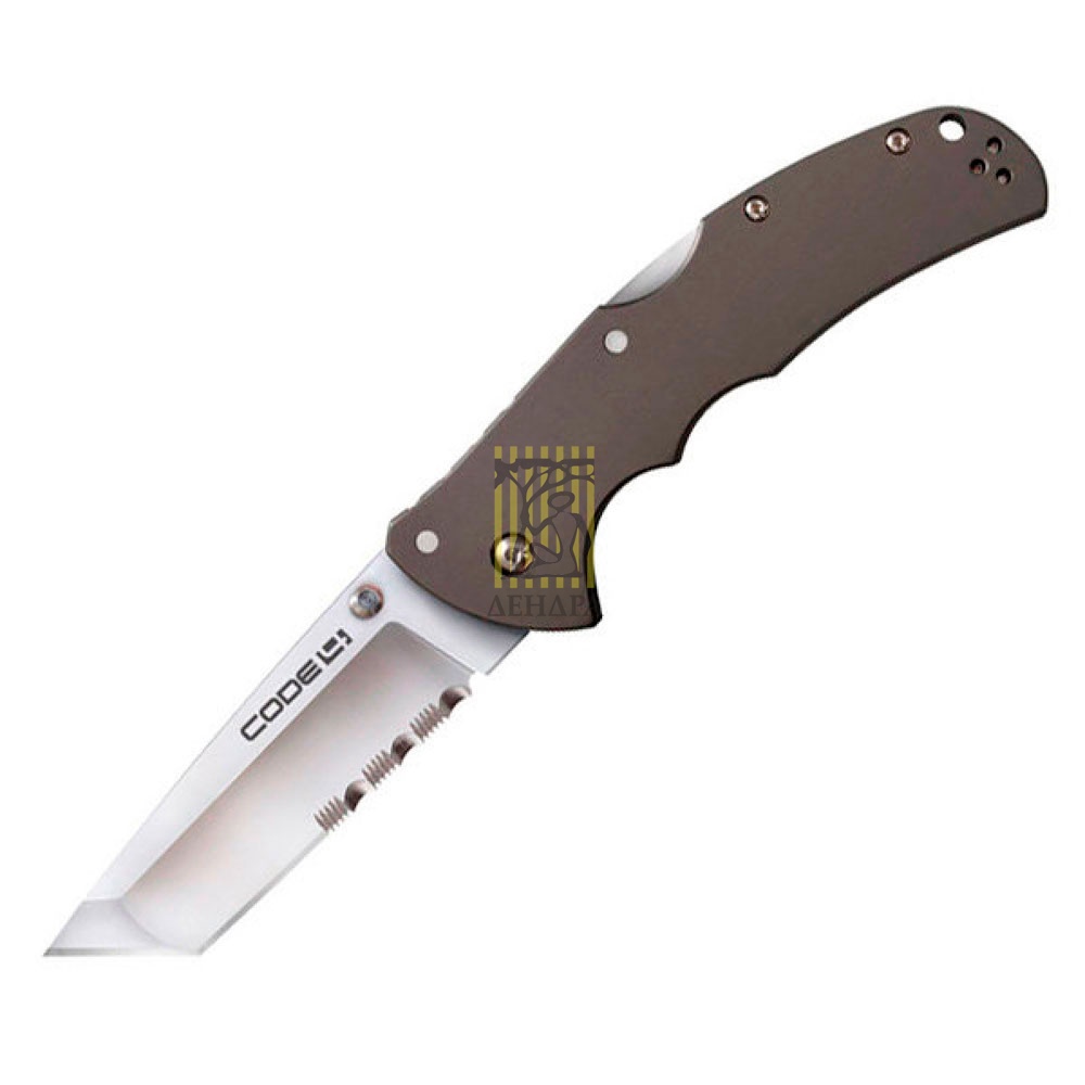 Нож "Code-4" складной, клинок танто, сталь AUS8A, серрейтор 1/2, рукоять алюминий, клипса