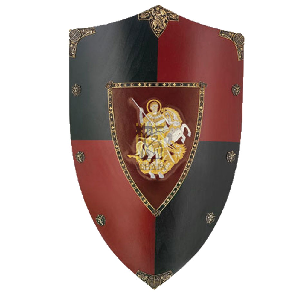 Щит геральдический Георгий Победоносец Art Gladius 871, цвет черно-красный, размер 76 х 48 см, материал дерево