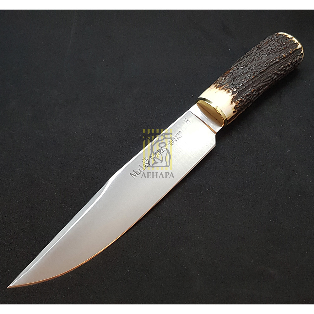 Нож "SARRIO" с фикс клинком длиной 19 см, рукоять рог оленя, ножны кожа