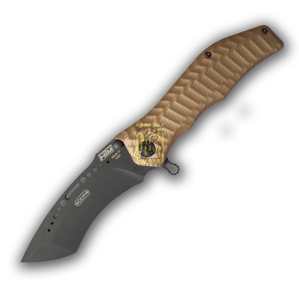 Нож GUN HAMMER складной подпружиненный, рукоять коричневая 3D обработка, клинок Radian, покрытие DLC