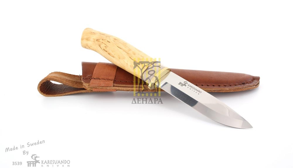 Нож "Hunter RWL 34", рукоять карельская береза и рог оленя, кожаный чехол
