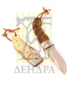 Нож "Nallo" складной, рукоять карельская береза и рог оленя, цвет рукояти натуральный, шнурок из шк,