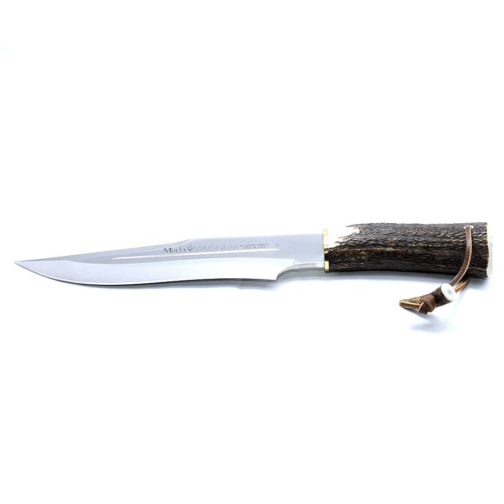 Нож "MAGNUM" с фикс клинком длиной 23 см, рукоять рог оленя, ножны кожа