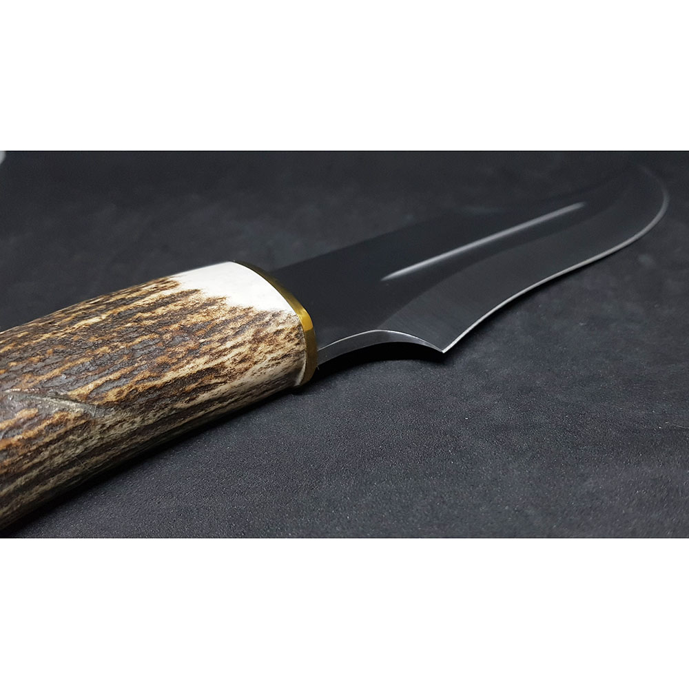 Нож "LOBO" с фикс клинком длиной 23 см, рукоять рог оленя, ножны кожа