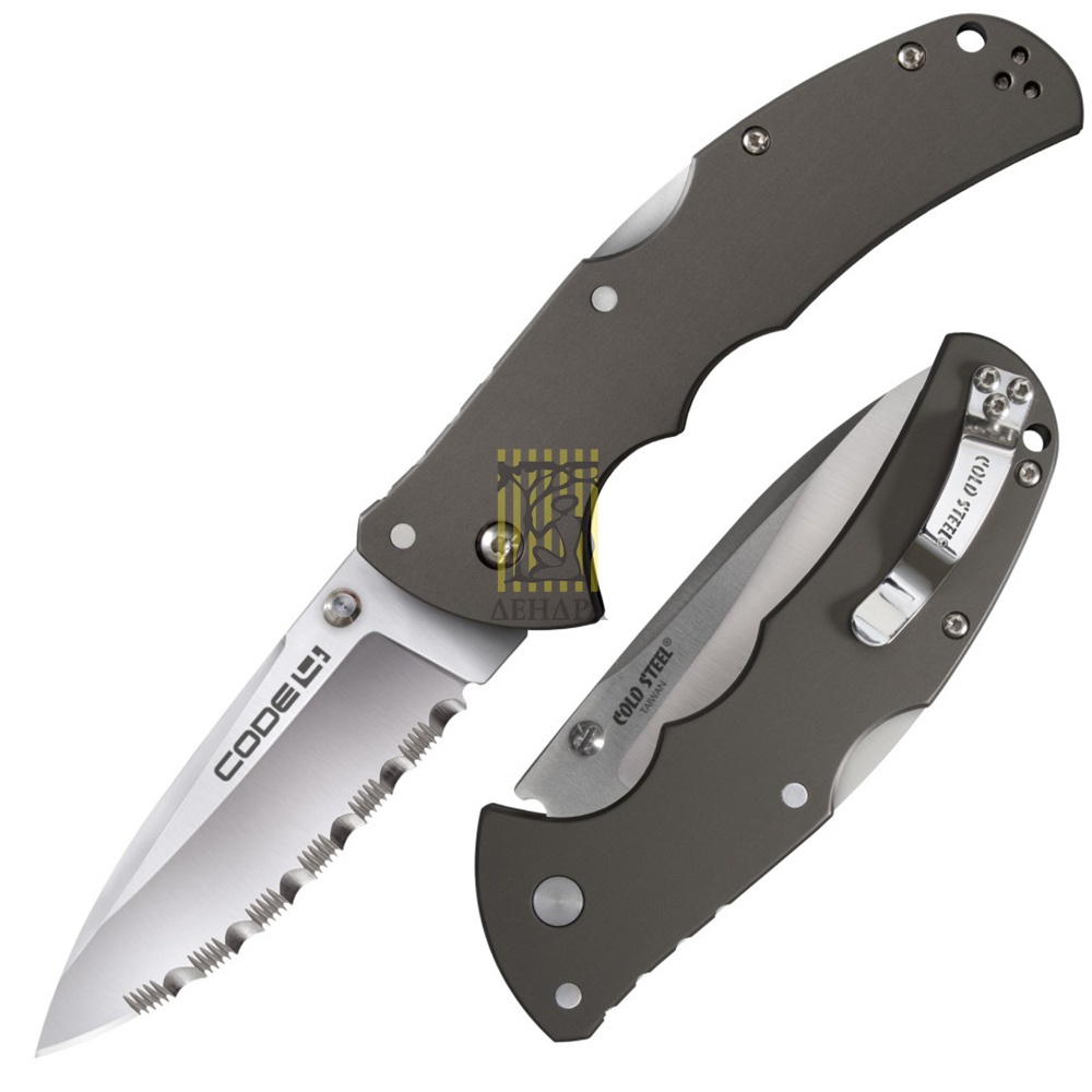 Нож "Code 4" складной, сталь Carpenter CTS®, длина клинка 3 1/2", серрейтор, рукоять алюминий, цвет