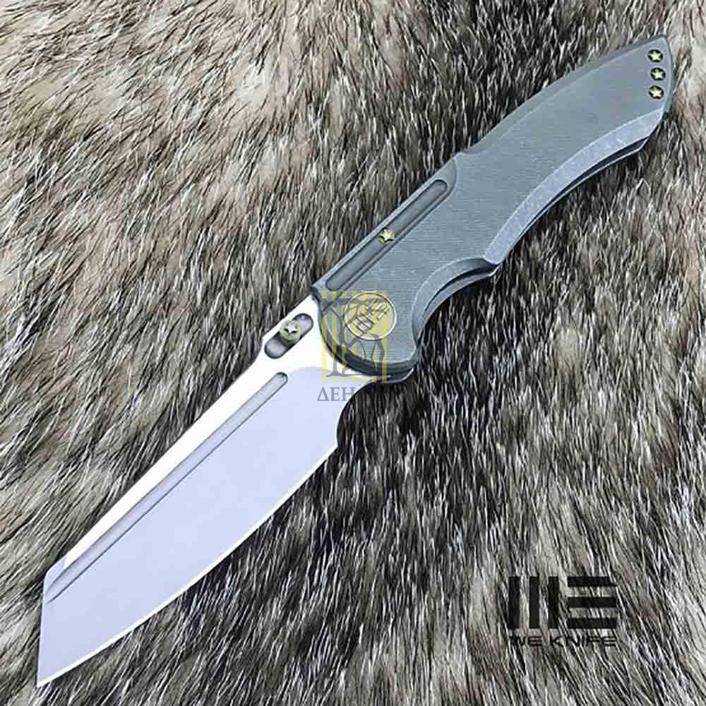 Нож складной, сталь Bohler M390, длина клинка 97 мм, рукоять титан, цвет зеленый, клипса, замок fram