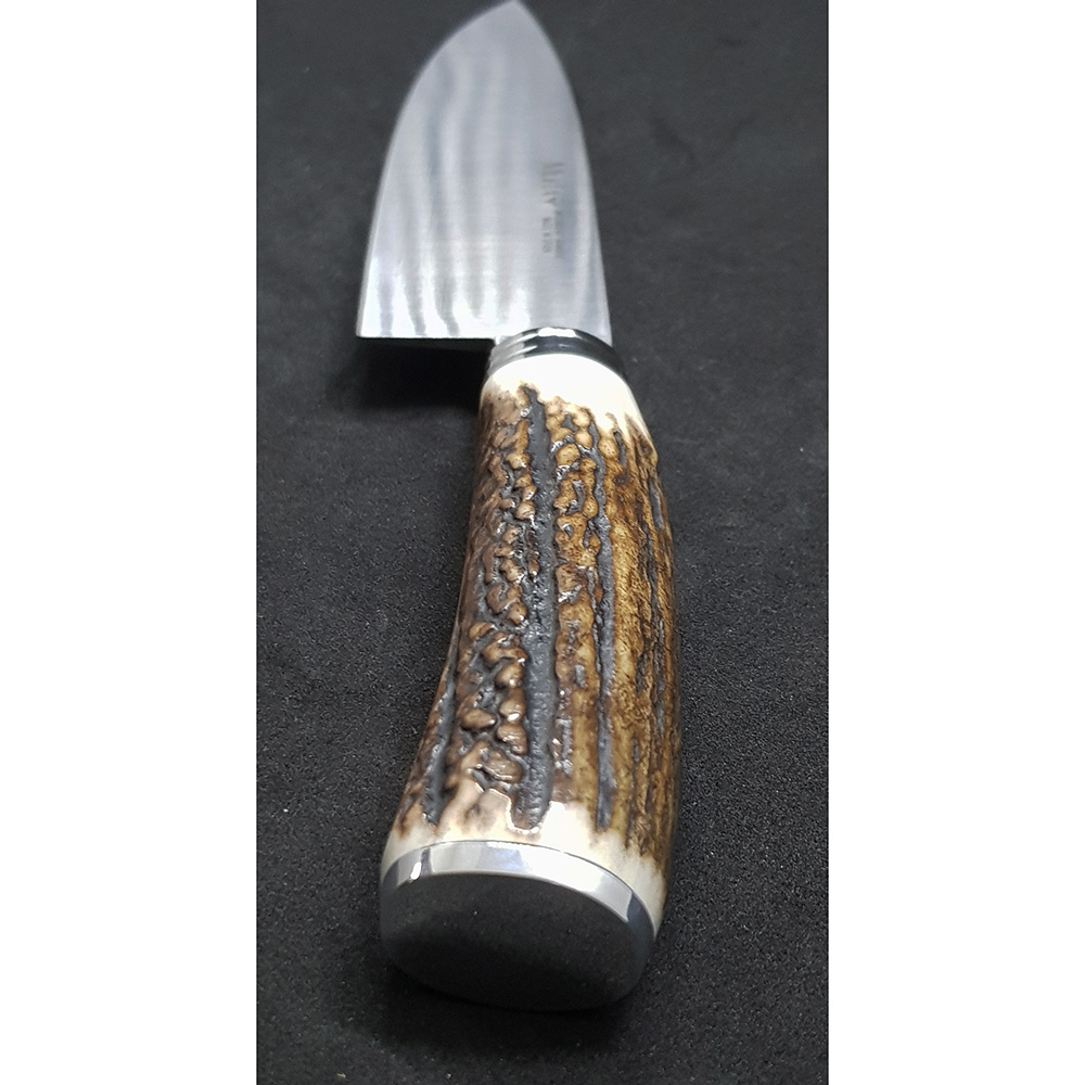 Нож серии "CS" с фикс клинком длиной 15 см, рукоять рог оленя, ножны кожа