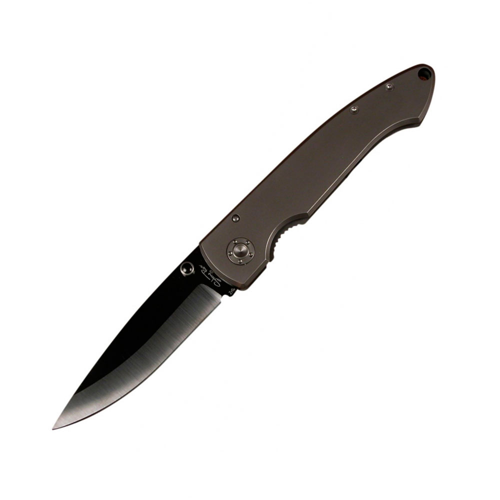Нож складной,клинок черная полиров.керамика, 8,3 см, рукоять титан,клипса