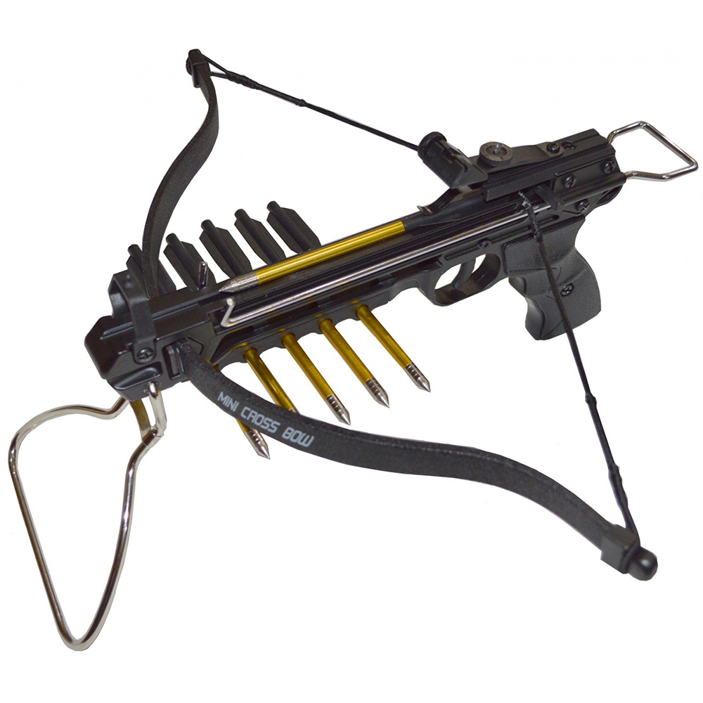 Арбалет-пистолет силой 80 lbs, приклад и ствол алюминий, без упора, 3 алюминиевые стрелы в комплекте