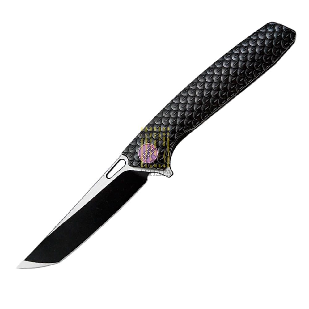 Нож складной, сталь CPM-S35VN, клинок танто длина клинка 97 мм, рукоять титан, цвет черный, клипса,