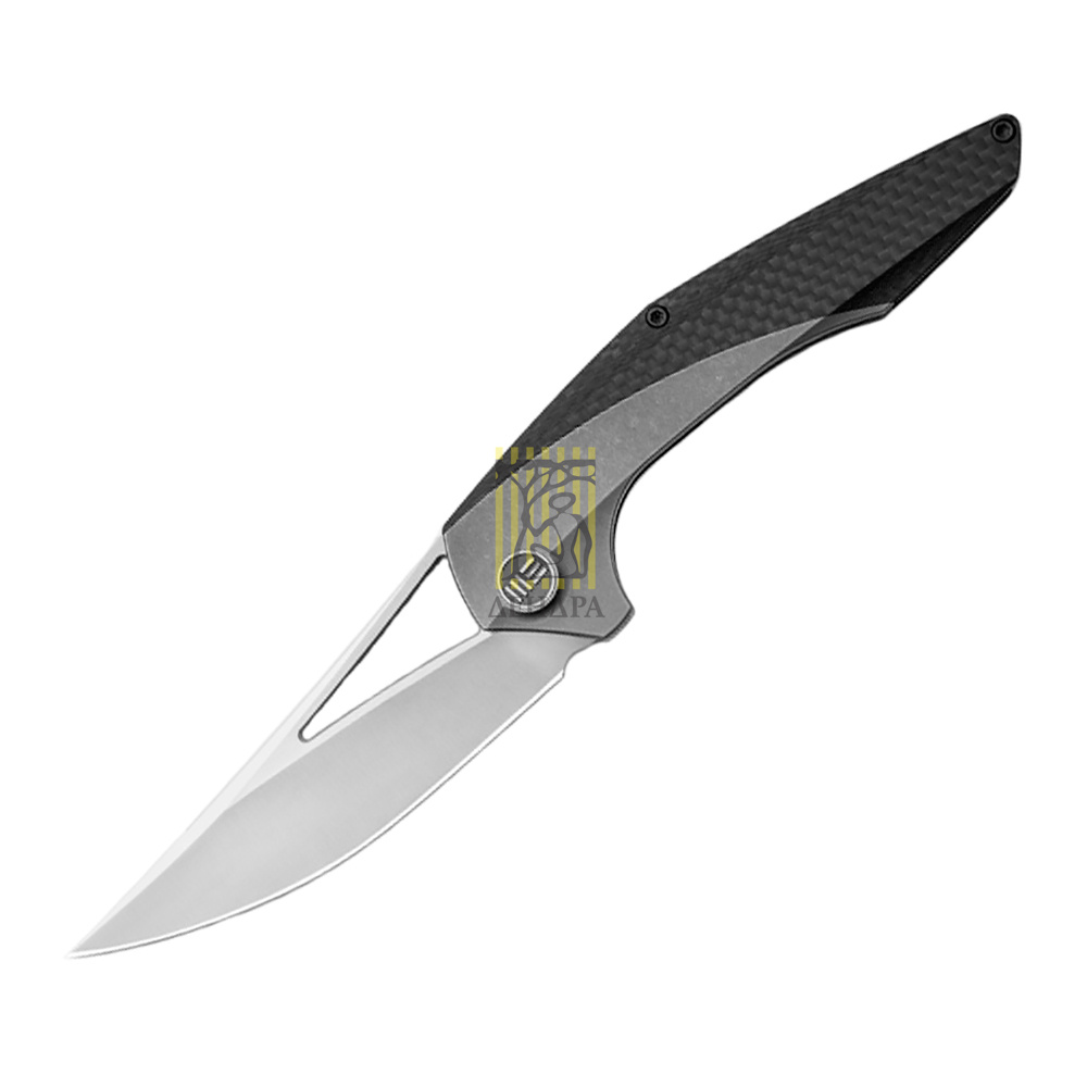 Нож складной We Knife  ZETA 720A, цвет серый, сталь M390, длина клинка 93 мм, рукоять титан/карбон, frame lock