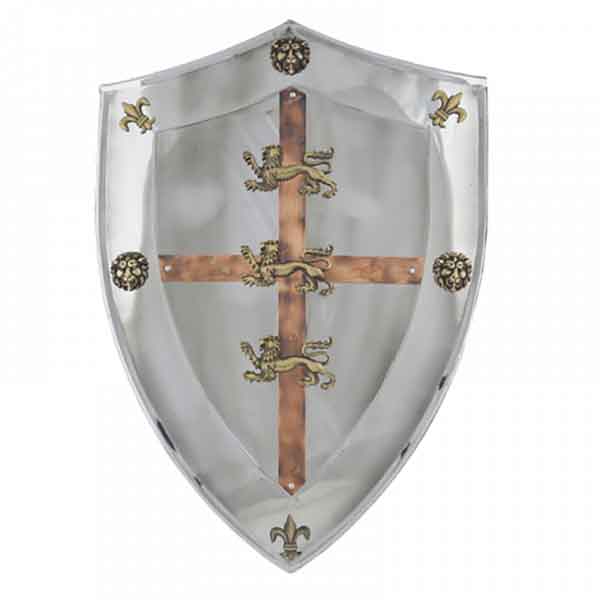 Щит рыцарский Ричарда "Львиное Сердце", цвет стальной, размер 63 х 46 см, материал металл, латунь