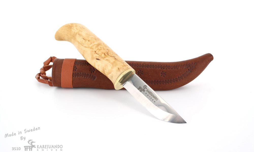Нож "Haren", рукоять карельская береза и рог оленя, кожаный чехол