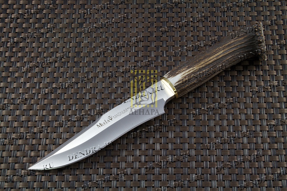 Нож "MAGNUM" с фикс клинком длиной 17 см, рукоять рог оленя с кроной, ножны кожа