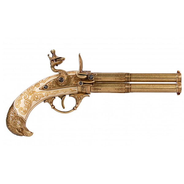 Кремневый пистолет с 2-мя вращающимися стволами, Франция XVIII в.