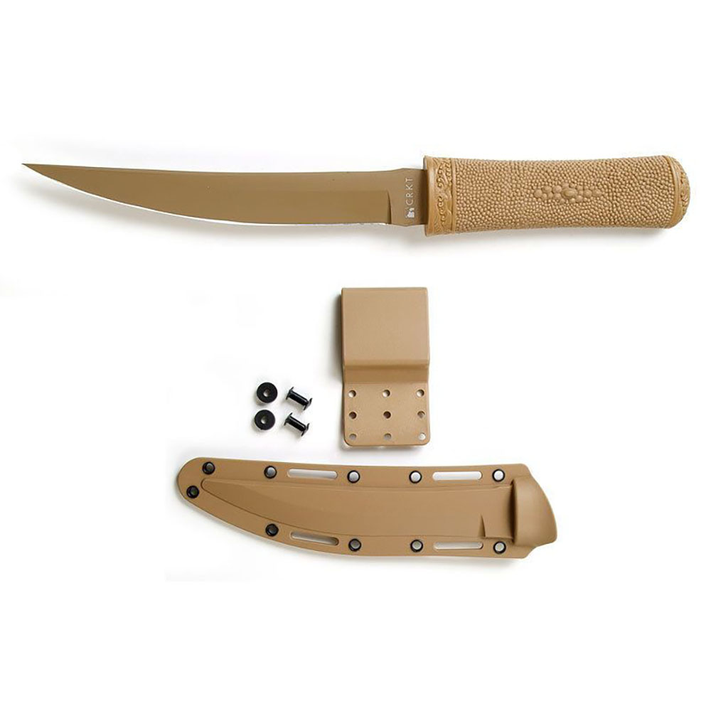 Нож "Hissatsu", матовый клинок, коричневое покрытие, рукоять коричневая, пластиковые ножны коричневы