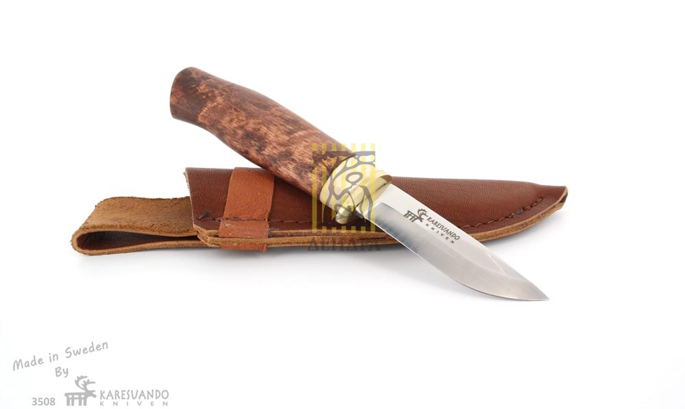 Нож "Wildness EX", рукоять карельская береза и рог оленя, кожаный чехол