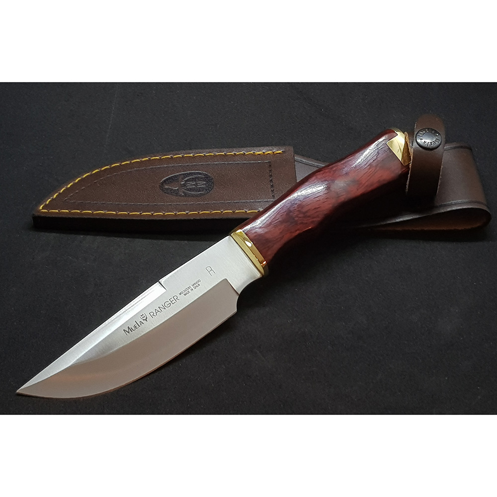 Нож "RANGER" с фикс клинком длиной 13 см, рукоять красная микарта, ножны кожа