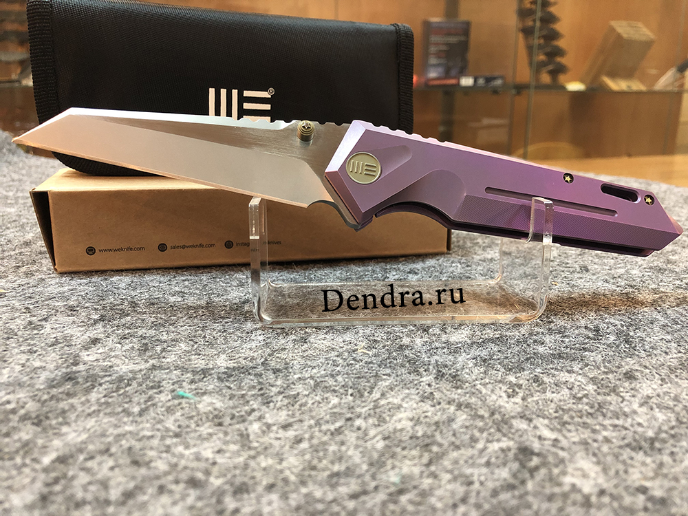 Нож складной, сталь CPM-S35VN, длина клинка 104 мм, рукоять титан, цвет фиолетовый, клипса, замок fr