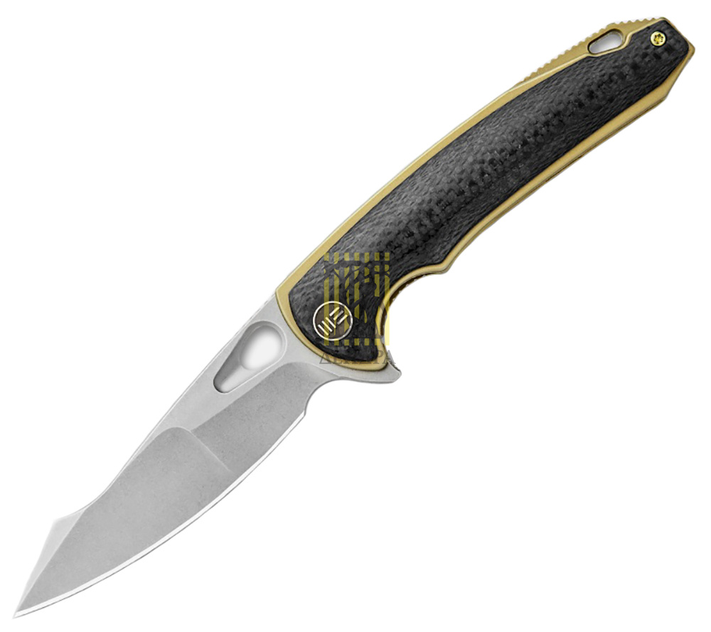 Нож складной  Yucha 810C,цвет золотистый, сталь CPM-S35VN, длина клинка 100 мм, рукоять титан/карбон