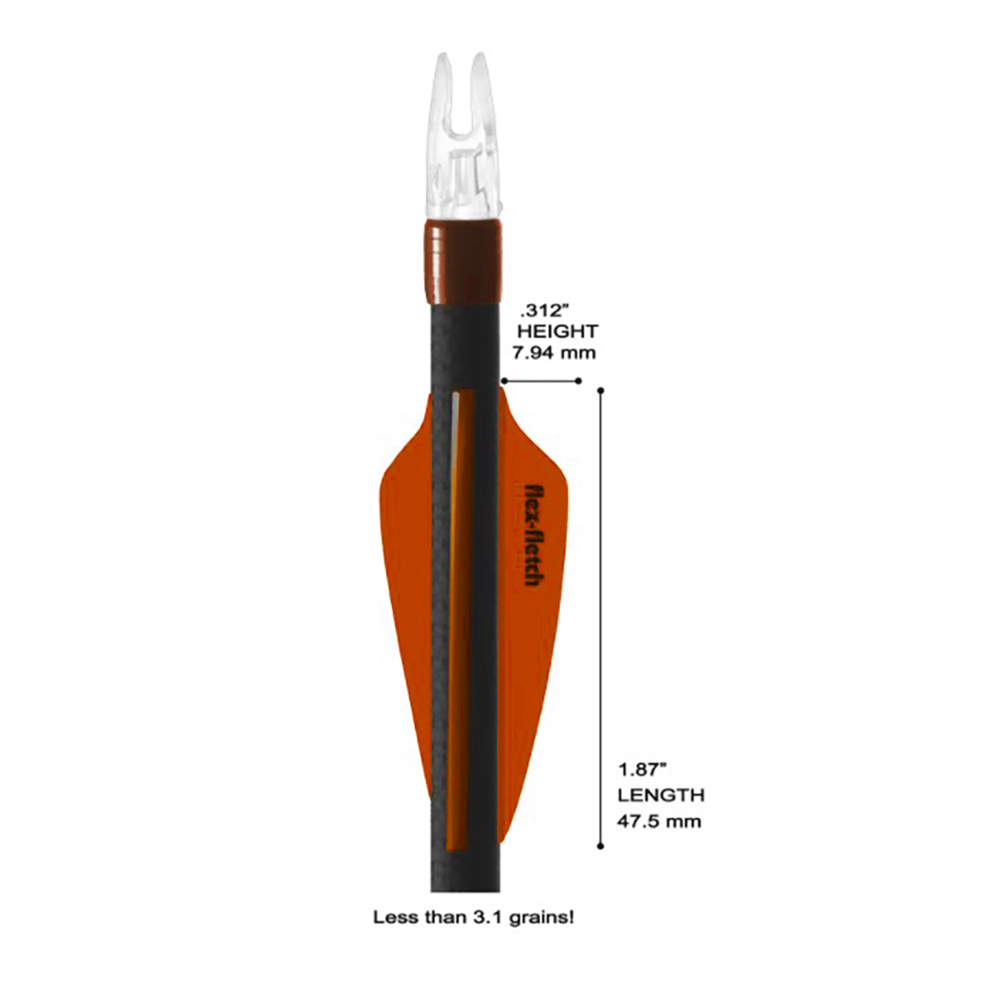 Оперение для стрел пластиковое, производитель Flex-Fletch, форма Shield, длина 1,87", цвет ярко-оран
