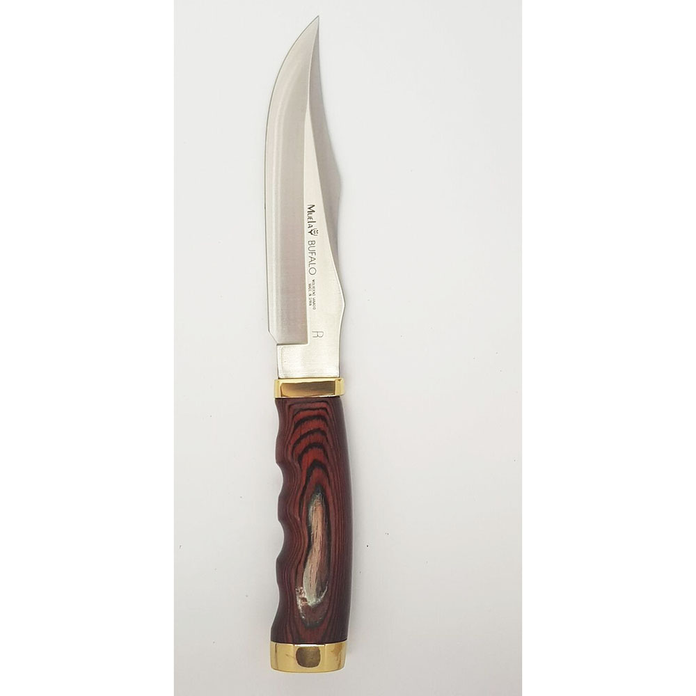 Нож "BUFALO" с фикс клинком длиной 17 см, рукоять красная микарта, ножны кожа