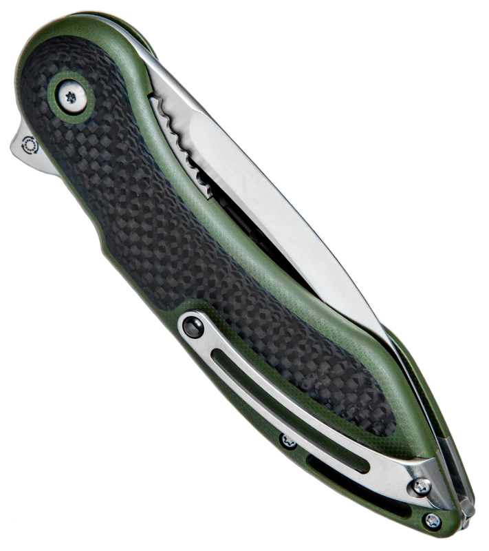 Нож Glimpse 7.0, сталь CPM-S35VN, длина клинка 3.750″, сатин, рукоять G10/карбон,зеленая, дол