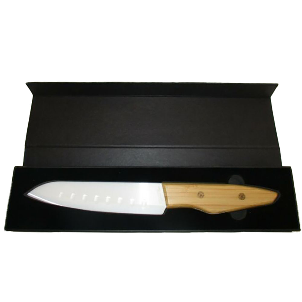 Нож-сантоку,клинок белая керамика 15,2 см, рукоять бамбук