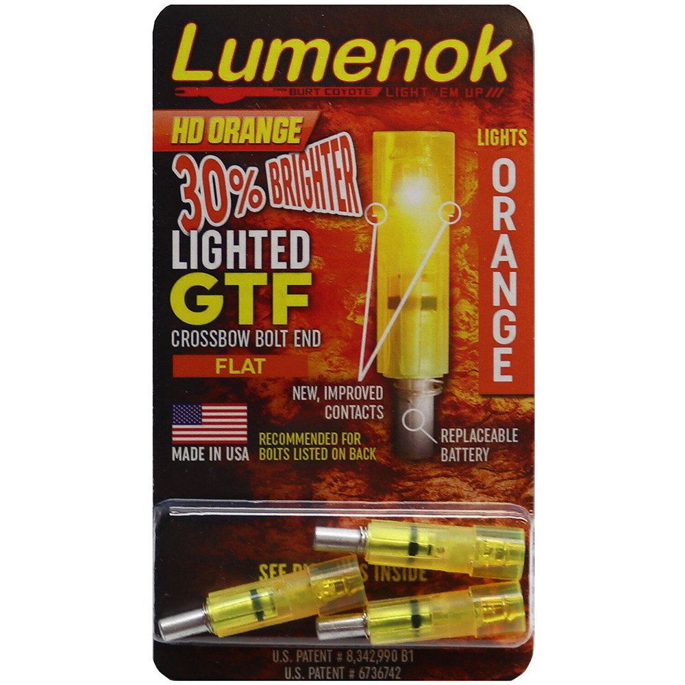 Хвостовик светящийся Lumenok для арбалетных стрел FMJ Bolt, плоский, со сменной батарейкой, цвет ора