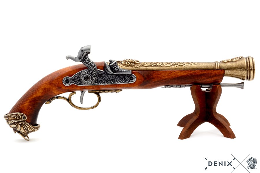 Пистолет кремневый,18век,Италия,латунь