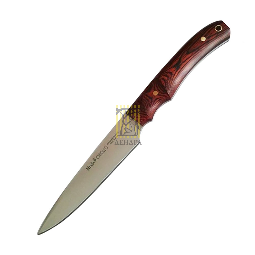 Нож "CRIOLLO" с фикс клинком длиной 14 см, рукоять красная микарта, ножны кожа