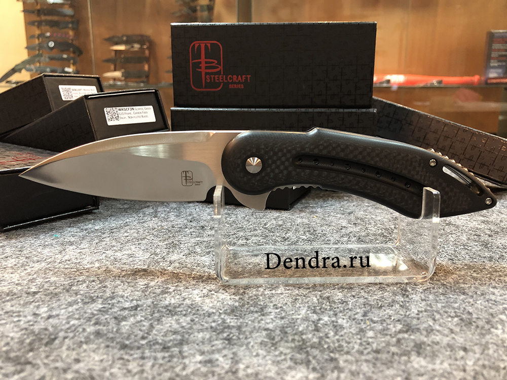 Нож Glimpse 7.0, сталь CPM-S35VN, длина клинка 3.750″, сатин, рукоять G10/карбон,черная,  без дола