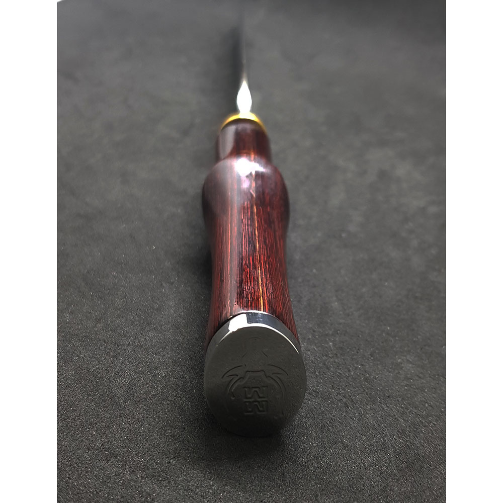 Нож "HUNTER" с фикс клинком длиной 17 см, рукоять красная микарта, ножны кожа