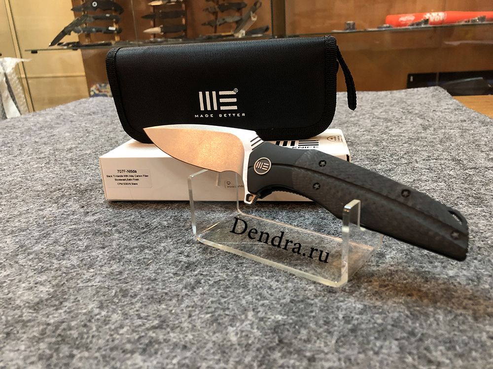 Нож складной NITIDA 707F, цвет черный,  сталь CPM-S35VN, длина клинка 90 мм, рукоять титан/карбон, f